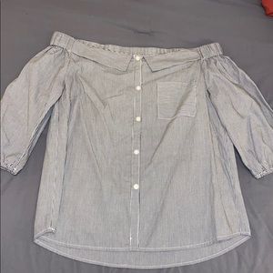 Off the shoulder striped shirt